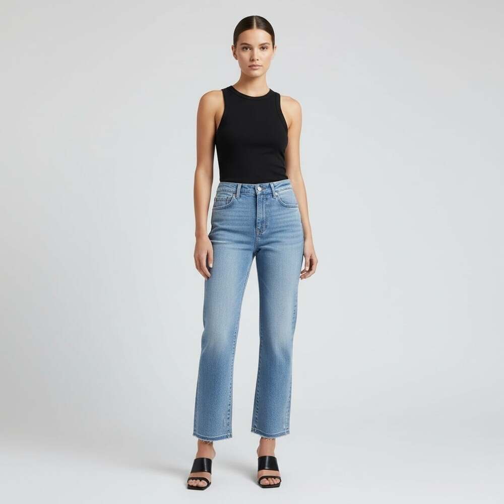 DL1961 Patti Straight High Rise Vintage Ankle Jeans Size 26 Reef Light Wash